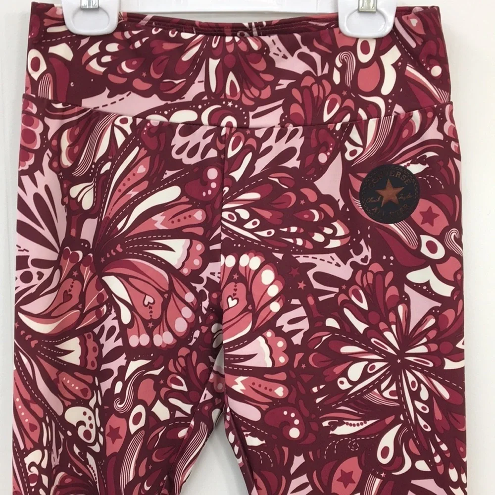 Converse All Starts Girls High Rise Paisley Pattern Exercise Pants Size L NWT